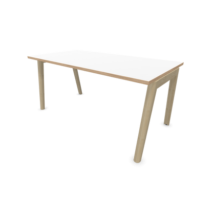 Narbutas Nova Wood Schreibtisch Gestell Esche Natur - 1600x800mm - Tischplatte Weiss mit Holzkante - 6020702