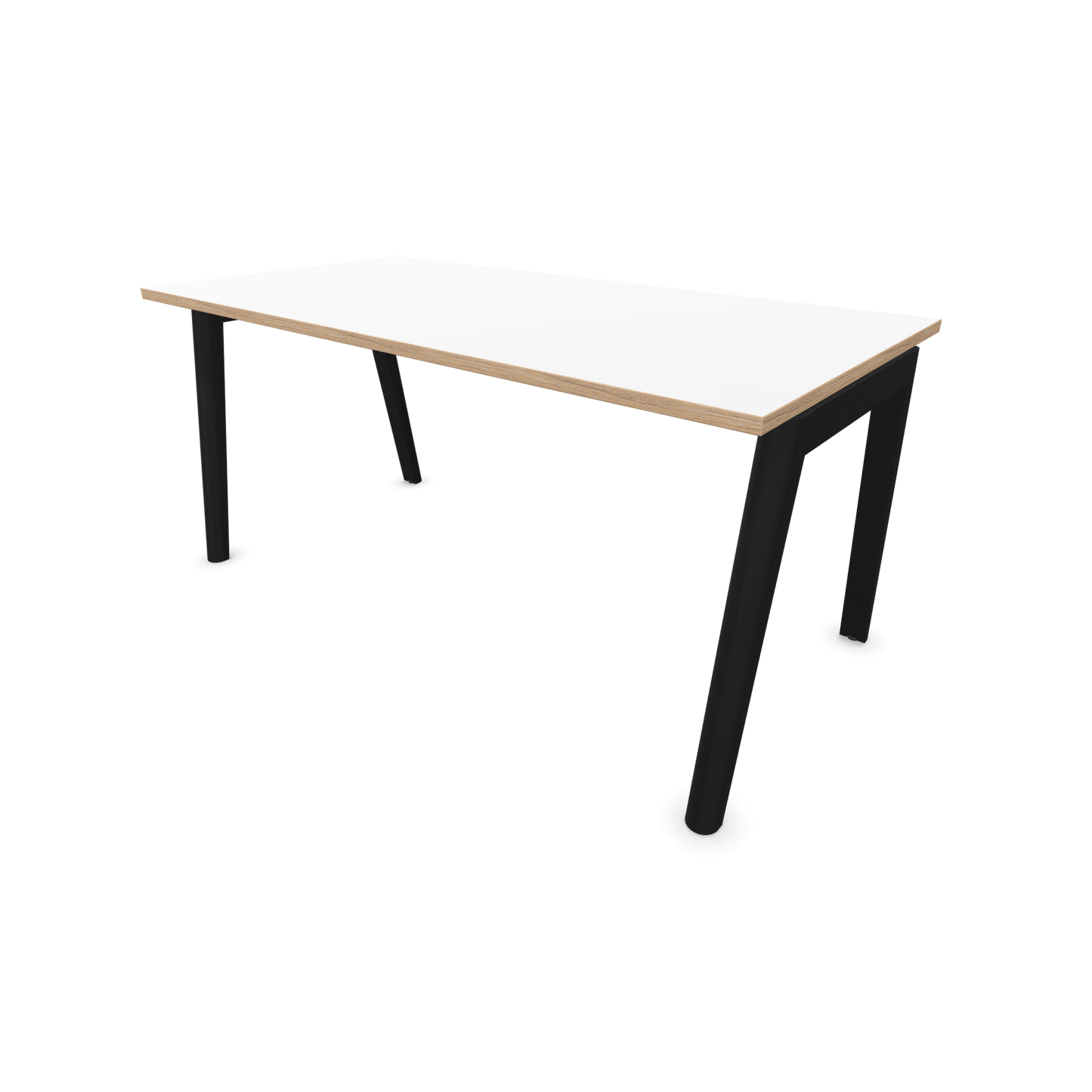 Narbutas Nova Wood Schreibtisch Gestell Esche Schwarz - 1600x800mm - Tischplatte Weiss mit Holzkante - 6020711