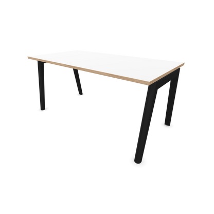 Narbutas Nova Wood Schreibtisch Gestell Esche Schwarz - 1600x800mm - Tischplatte Weiss mit Holzkante - 6020711