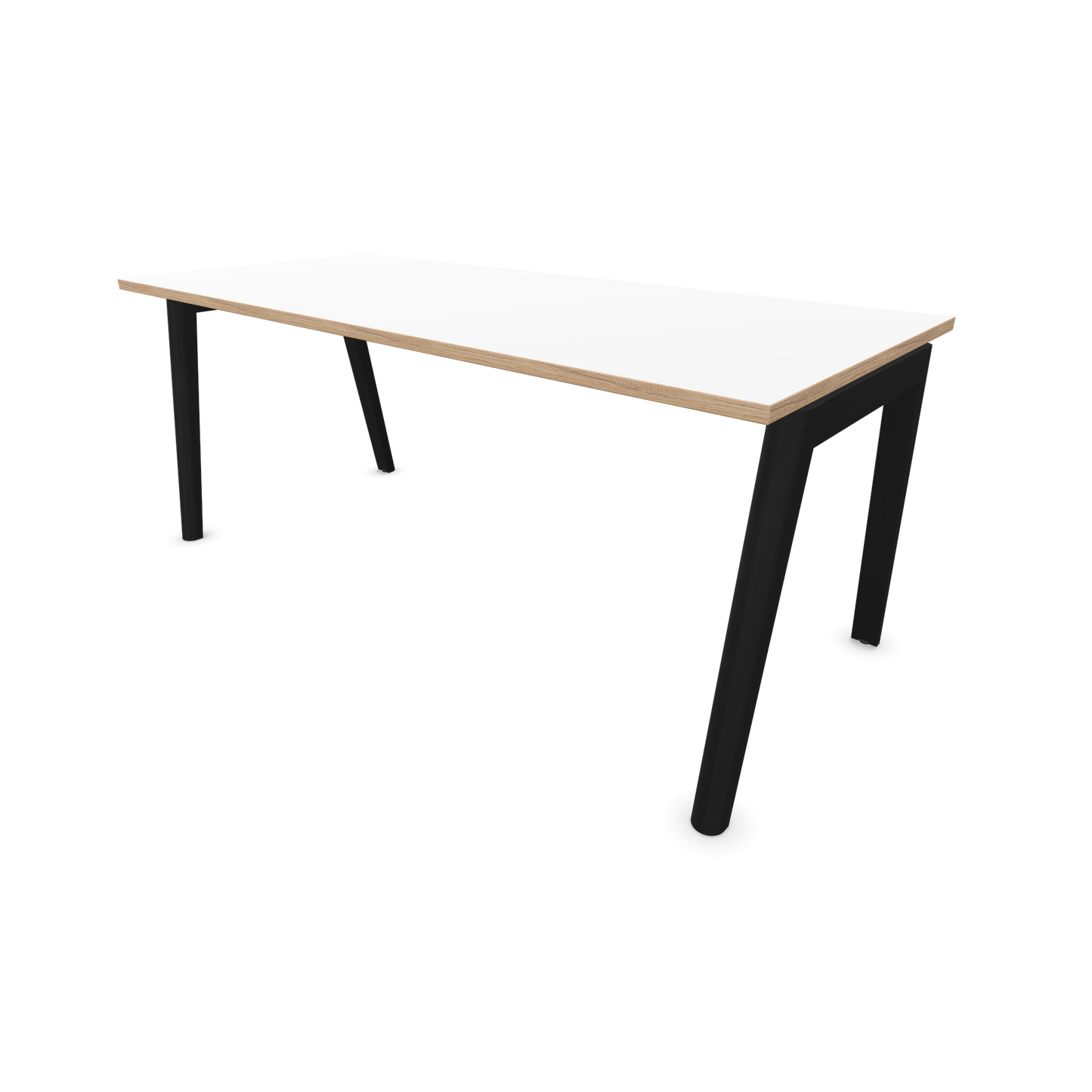 Narbutas Nova Wood Schreibtisch Gestell Esche Schwarz - 1600x800mm - Tischplatte Weiss mit Holzkante - 6020729