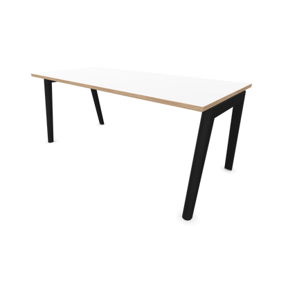 Narbutas Nova Wood Schreibtisch Gestell Esche Schwarz - 1600x800mm - Tischplatte Weiss mit Holzkante - 6020729