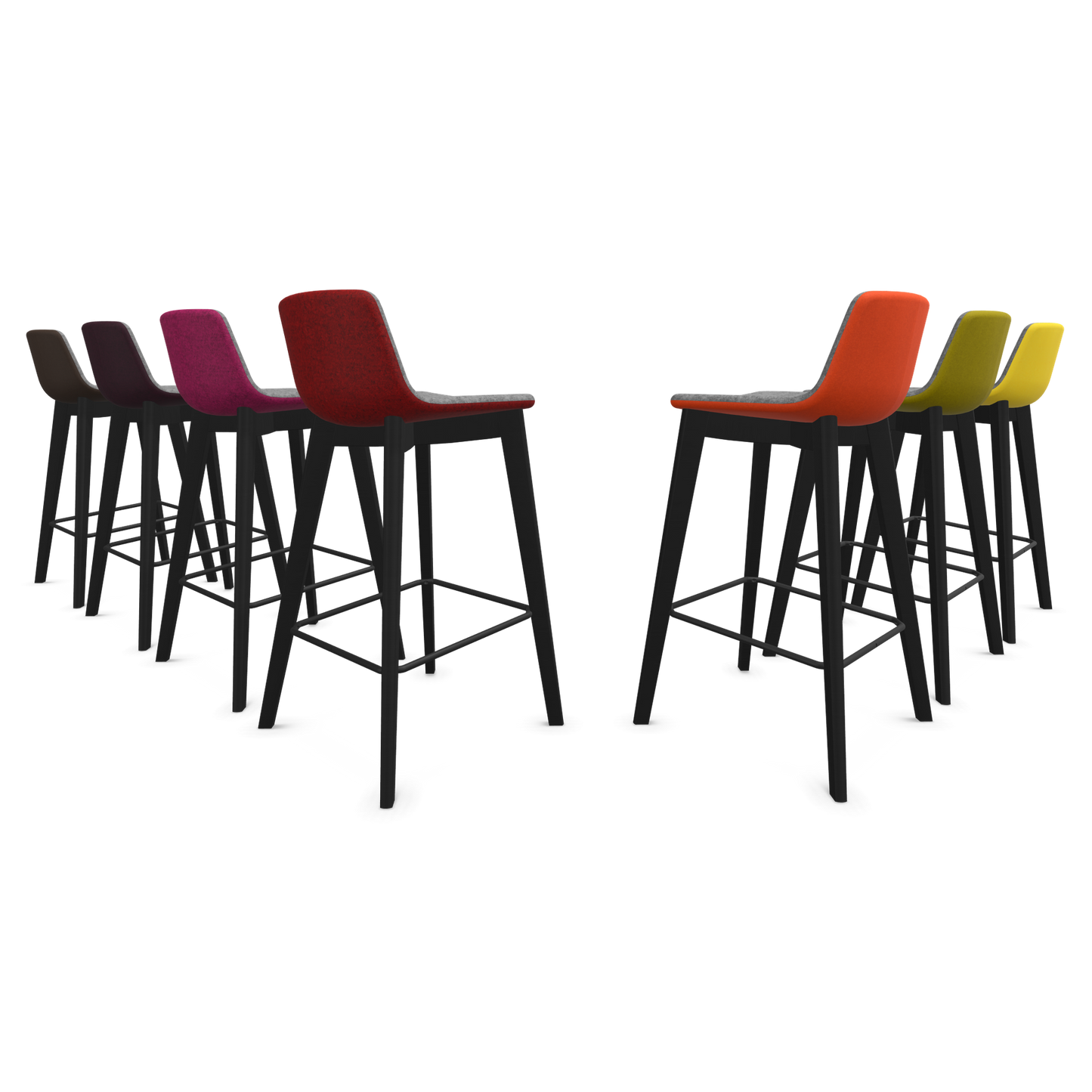 Twist & Sit Barhocker Sitzhöhe 735mm - Esche schwarz - mit Stoffvarianten von hinten - 6022369