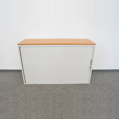 Lista Office Storage Lateralschrank Metall Weiss mit Holzdeckblatt