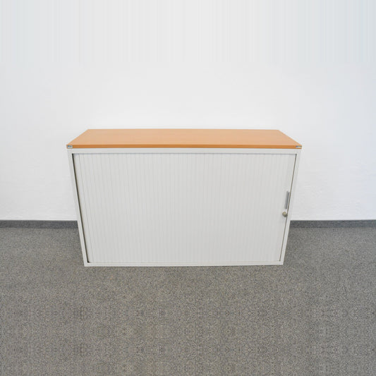 Lista Office Storage Lateralschrank Metall Weiss mit Holzdeckblatt