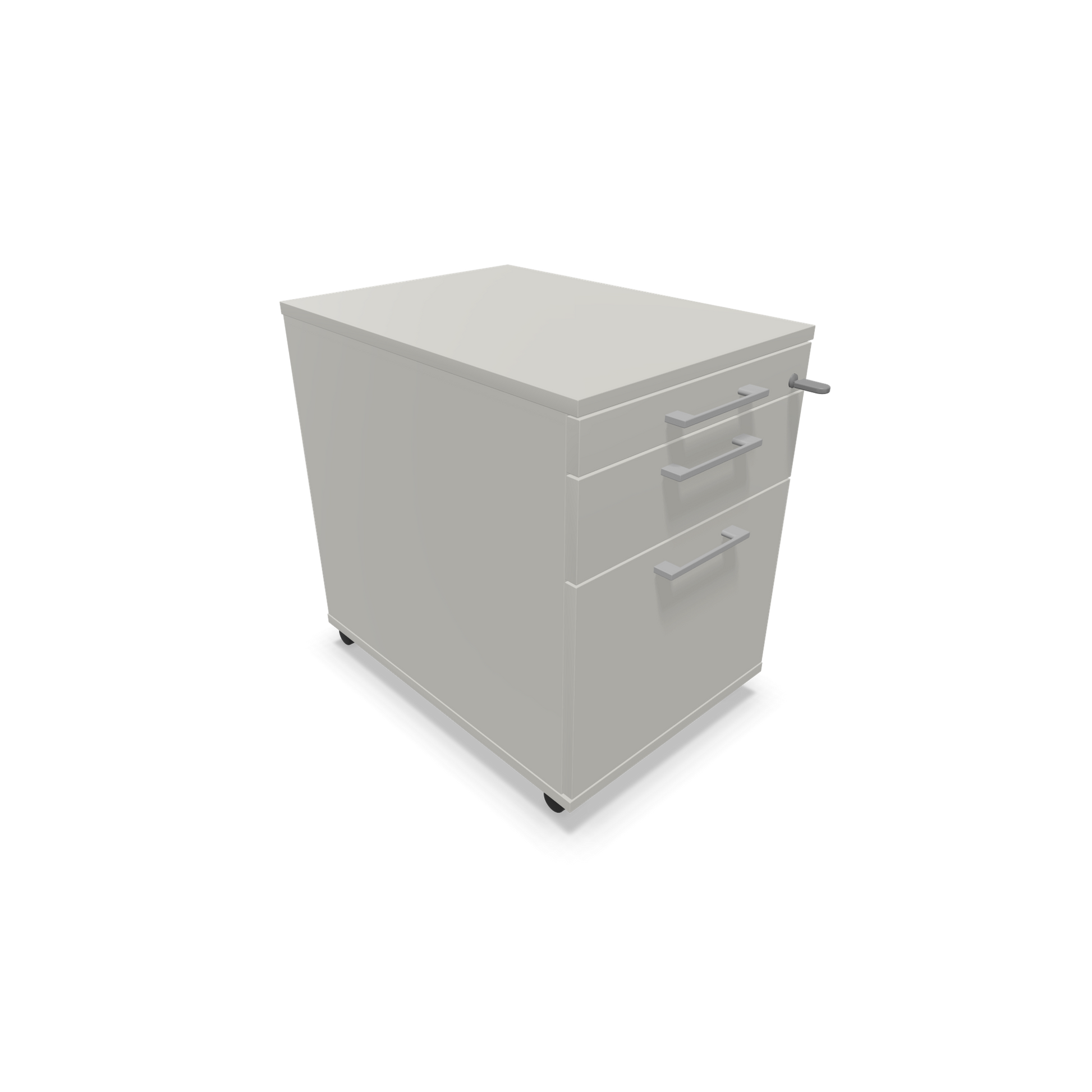 Narbutas Optima Roll-Korpus mit Hängeregister Perlgrau mit Griffen Silbergrau seitliche Ansicht