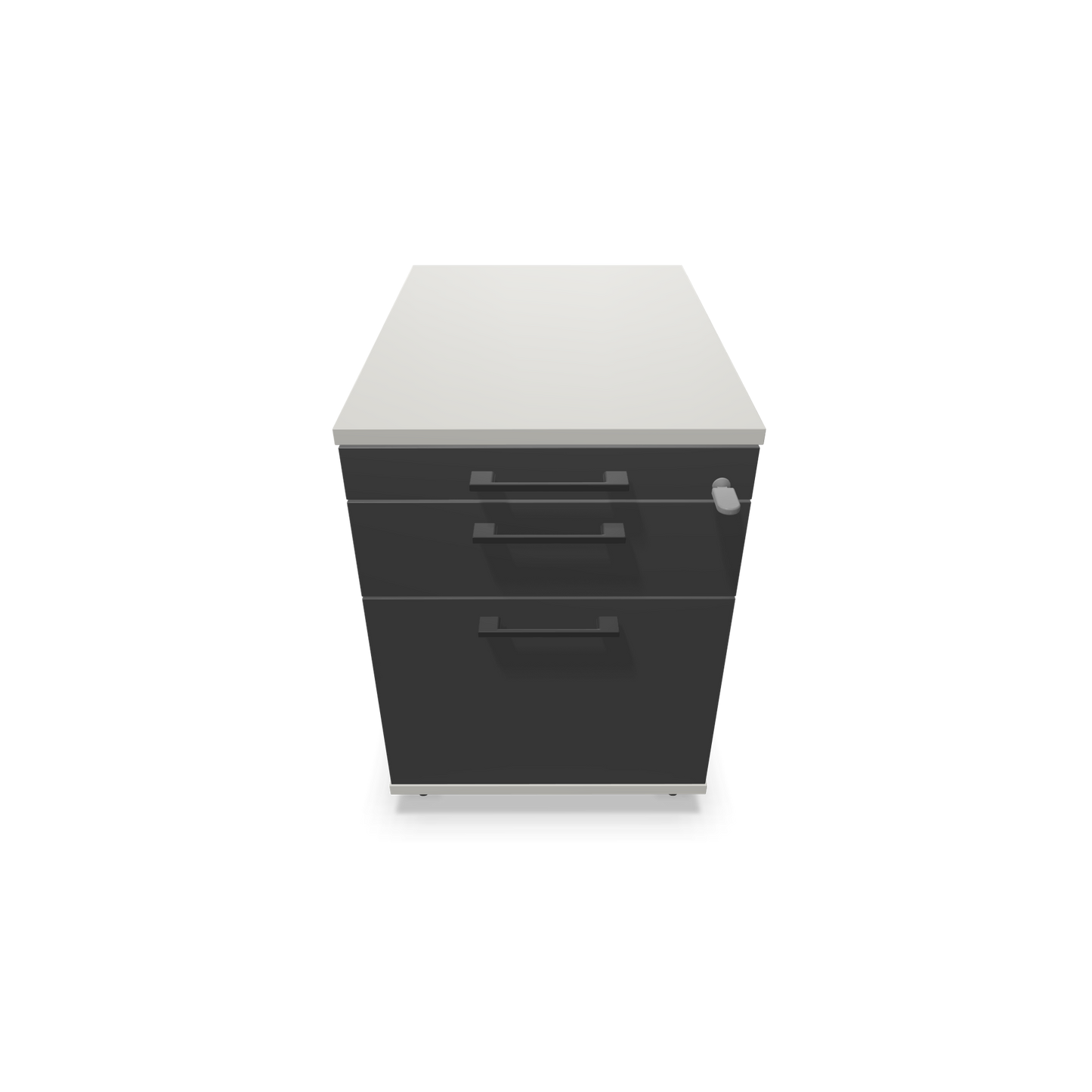 Narbutas Optima Roll-Korpus mit Hängeregister Perlgrau und dunkelgrauer Front mit Griffen Schwarz