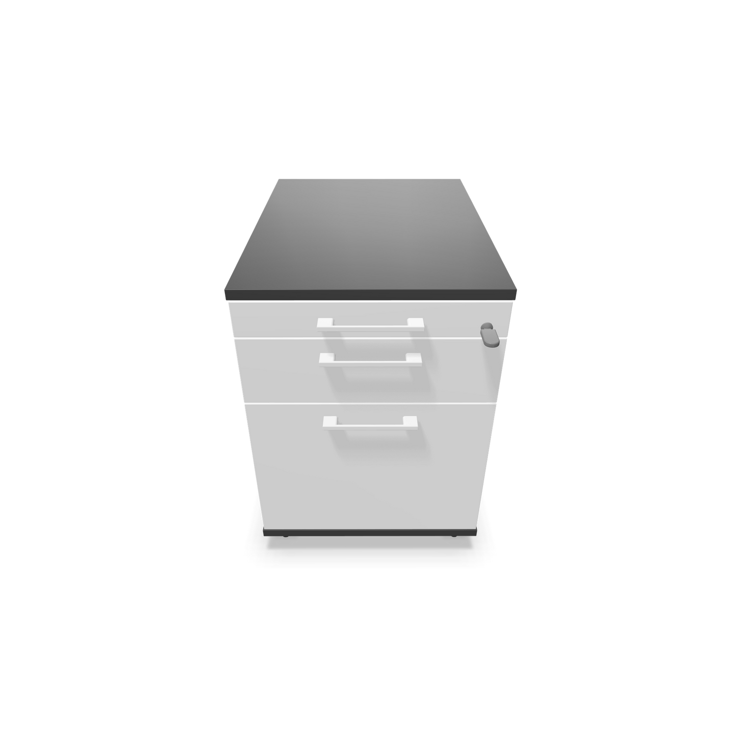 Narbutas Optima Roll-Korpus mit Hängeregister Dunkelgrau und weisser Front mit Griffen Weiss