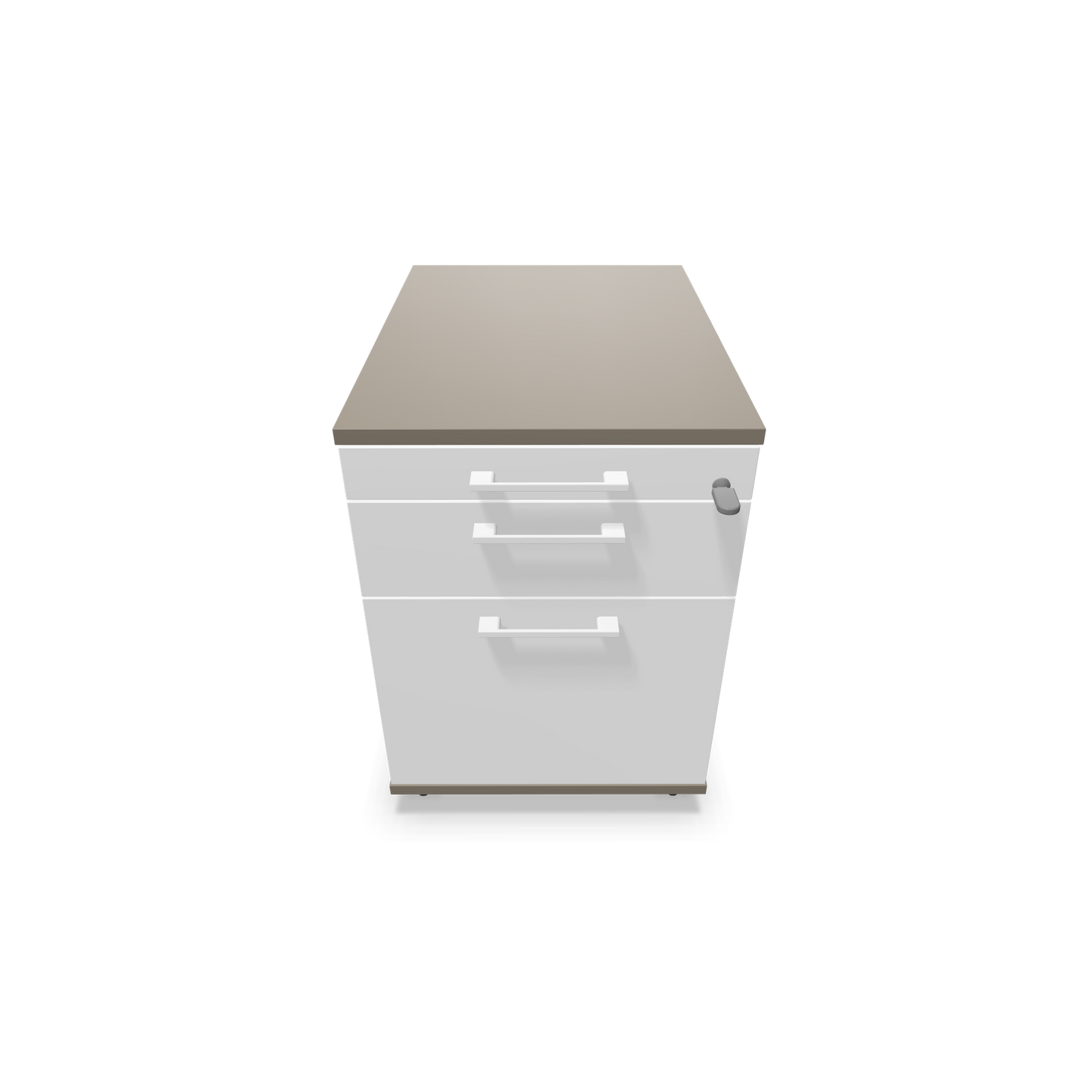 Narbutas Optima Roll-Korpus mit Hängeregister Cubanitgrau und weisser Front mit Griffen Weiss