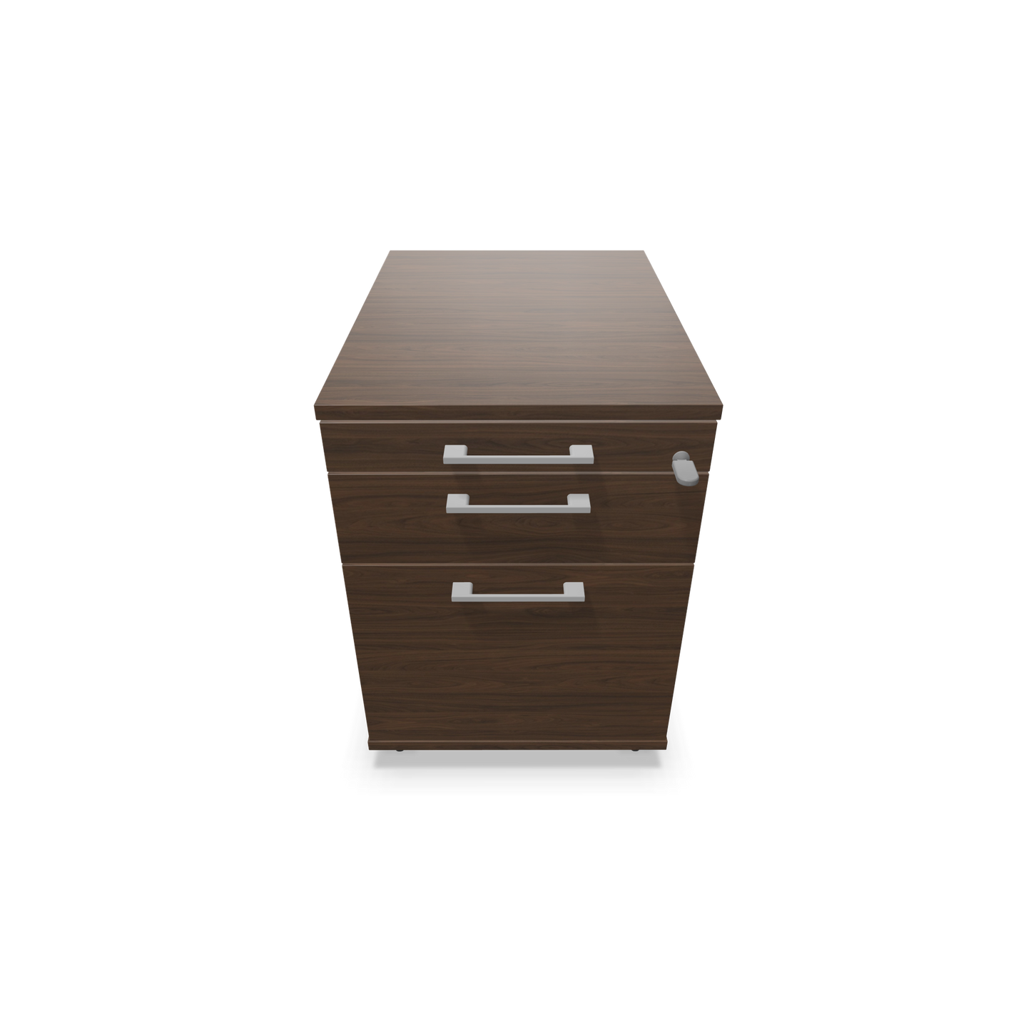 Narbutas Optima Roll-Korpus mit Hängeregister Nussbaumdekor mit Griffen Silbergrau