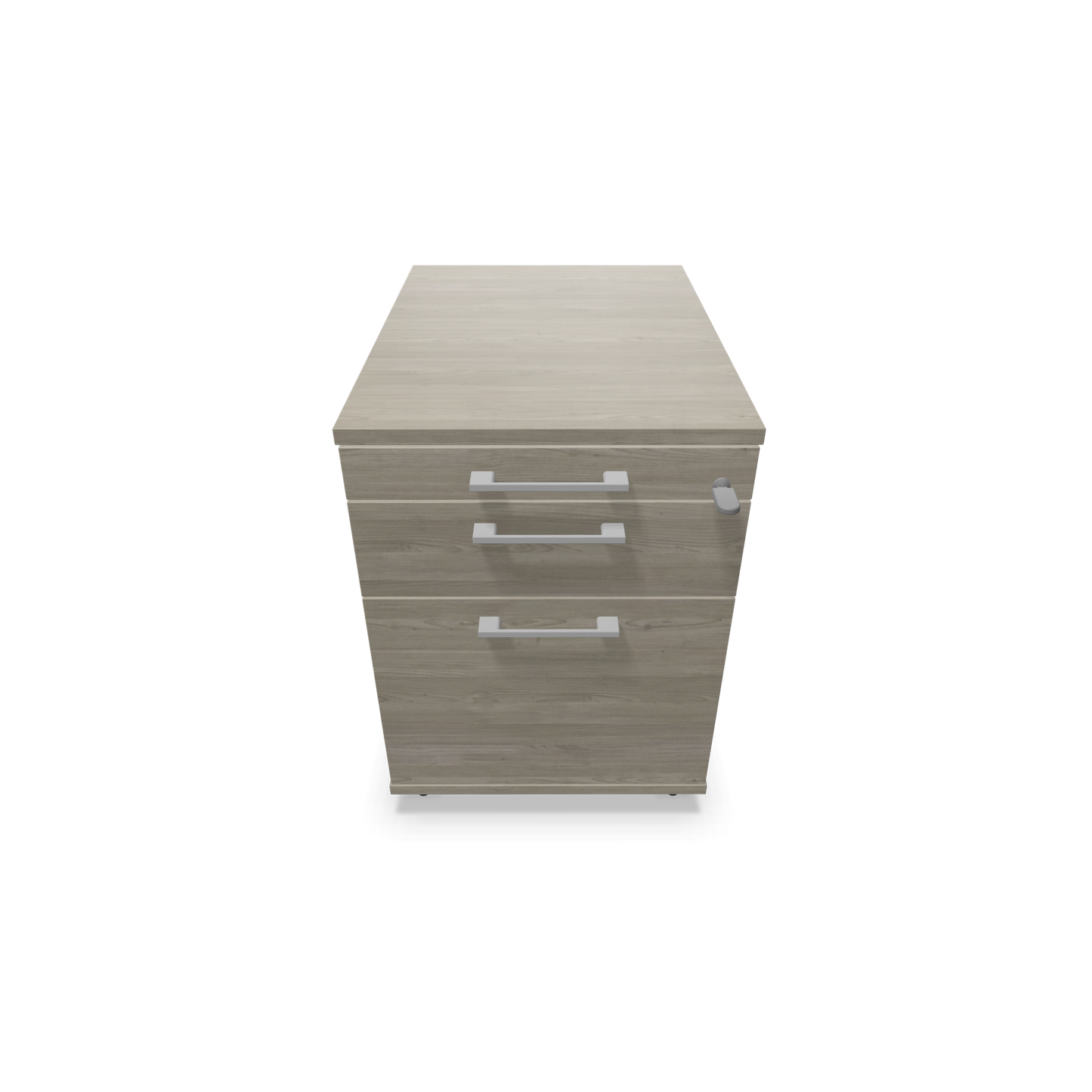 Narbutas Optima Roll-Korpus mit Hängeregister Holzdekor grau mit Griffen Silbergrau