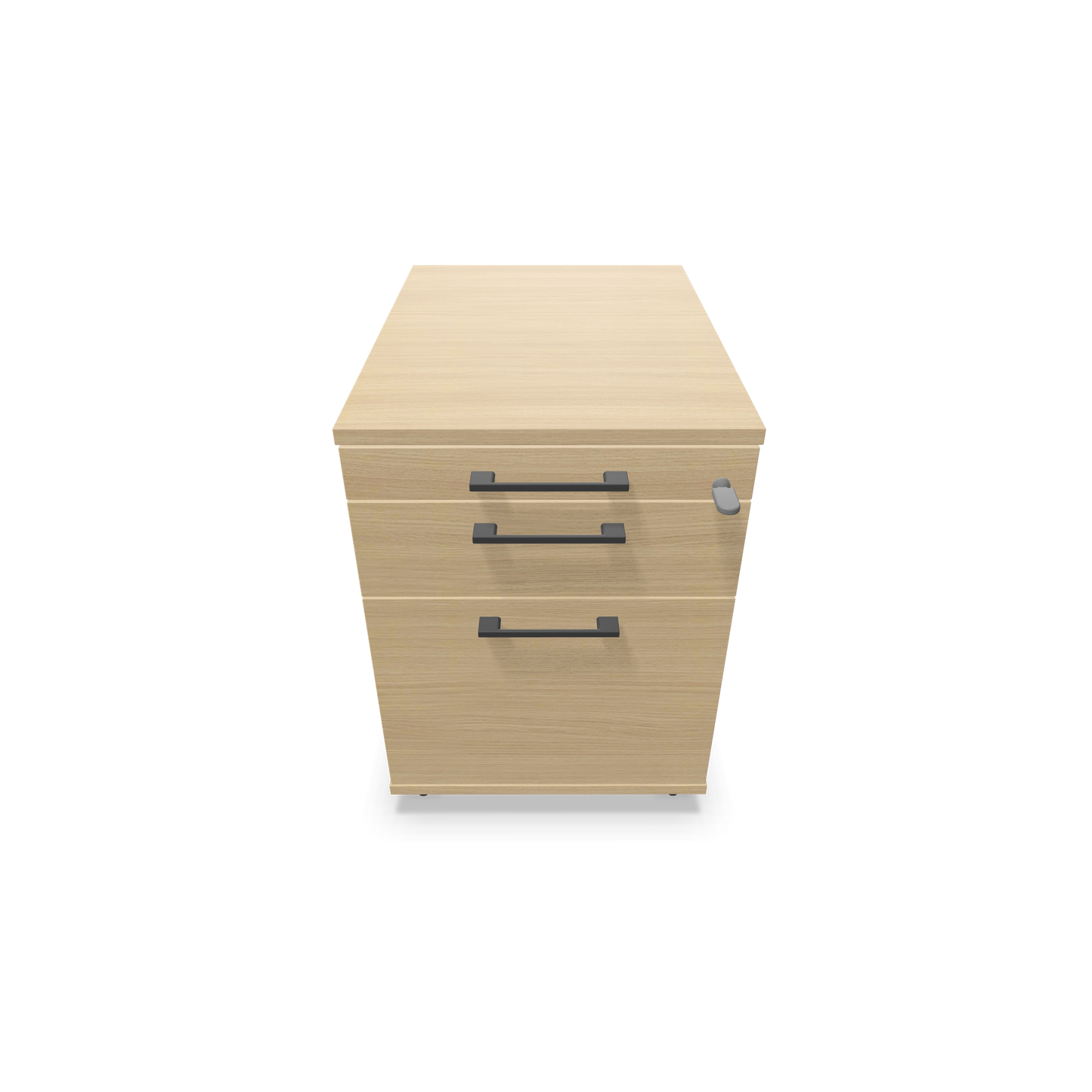 Narbutas Optima Roll-Korpus mit Hängeregister Eichendekor gebleicht mit Griffen Dunkelgrau