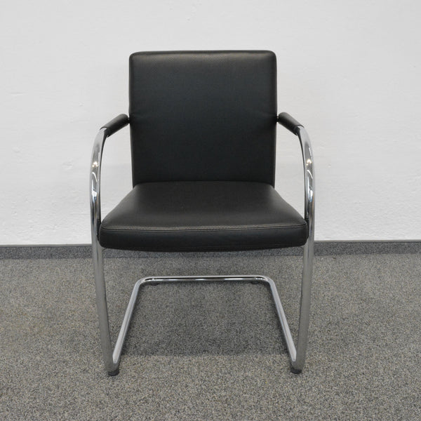 Vitra Visasoft Freischwinger Premium Leder Schwarz