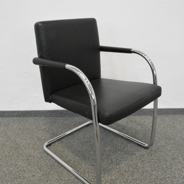 Vitra Visasoft Freischwinger Premium Leder Schwarz