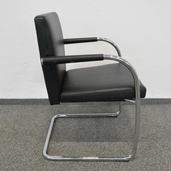 Vitra Visasoft Freischwinger Premium Leder Schwarz