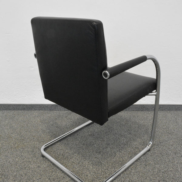 Vitra Visasoft Freischwinger Premium Leder Schwarz