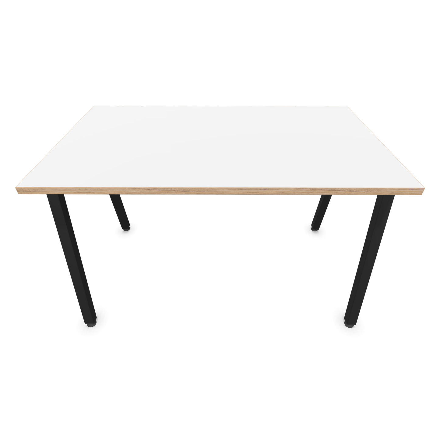 Narbutas Nova A Schreibtisch 1200x700mm - Gestell Schwarz  - Weiss mit Holzkante Frontansicht - 6023711