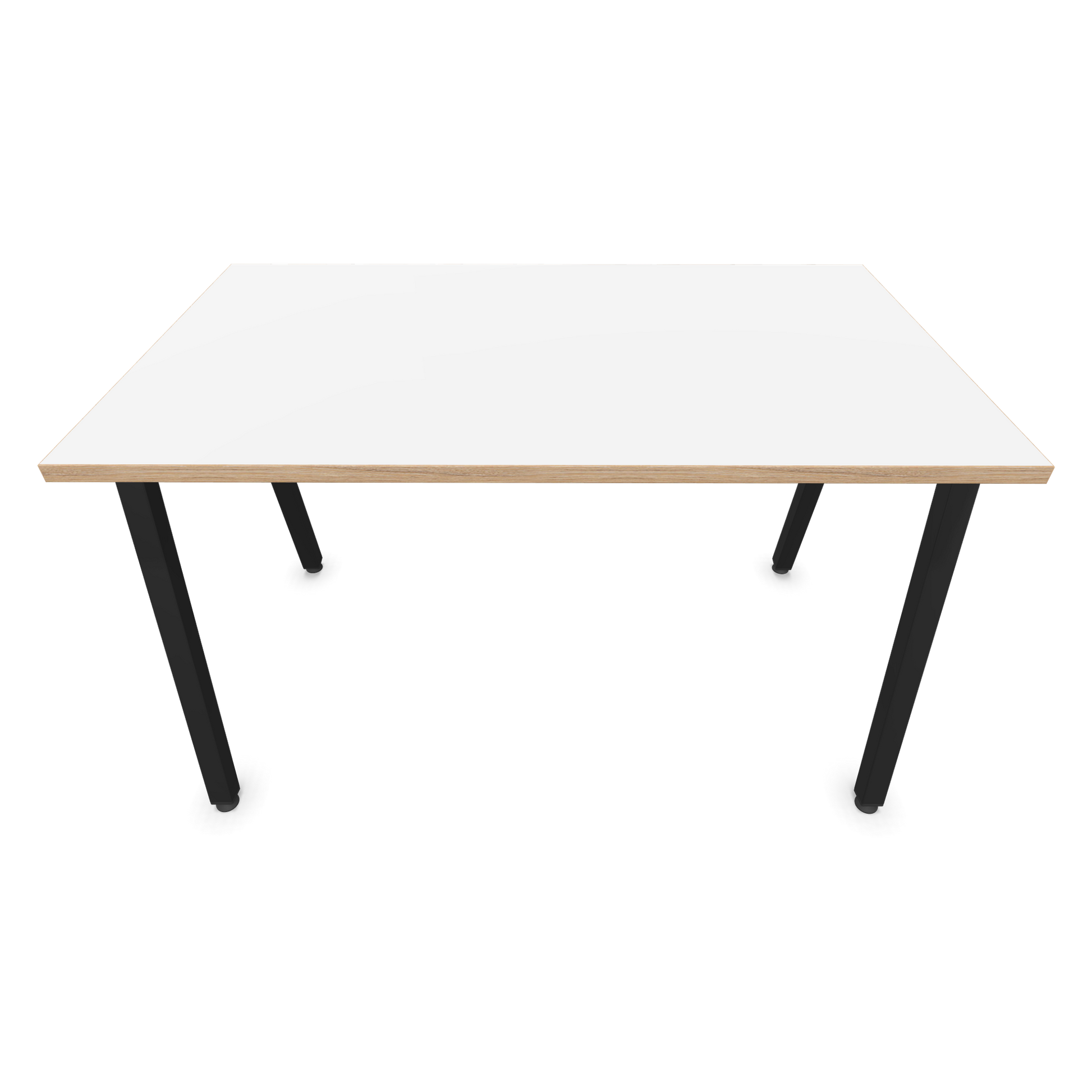 Narbutas Nova A Schreibtisch 1200x700mm - Gestell Schwarz  - Weiss mit Holzkante Frontansicht - 6023711
