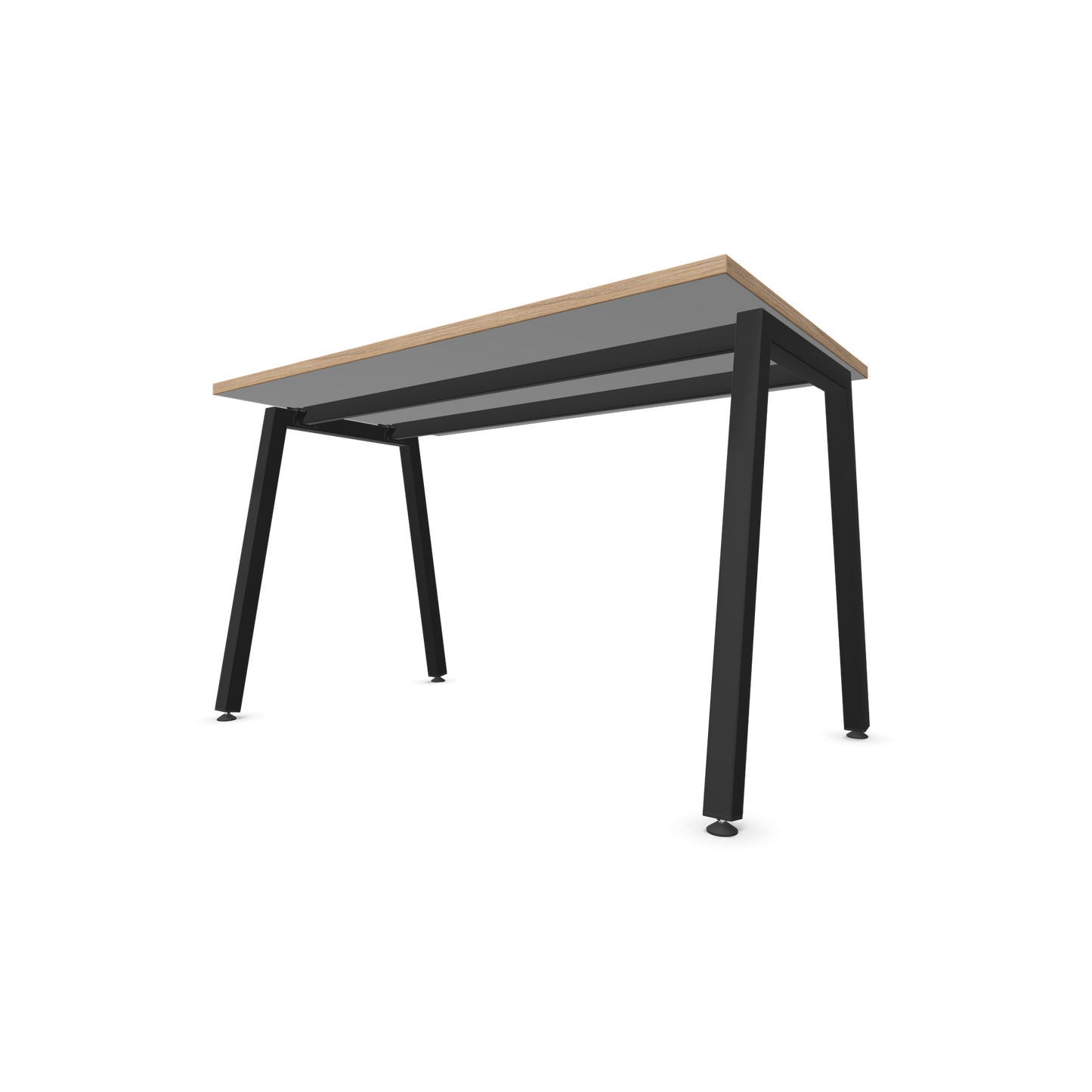 Narbutas Nova A Schreibtisch 1200x700mm - Gestell Schwarz  - Weiss mit Holzkante Ansicht von unten - 6023711