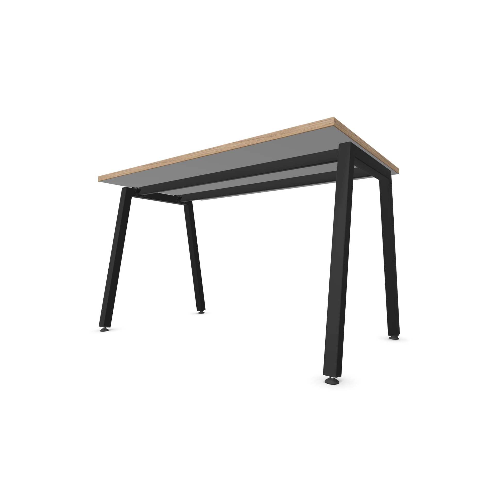Narbutas Nova A Schreibtisch 1200x700mm - Gestell Schwarz  - Weiss mit Holzkante Ansicht von unten - 6023711