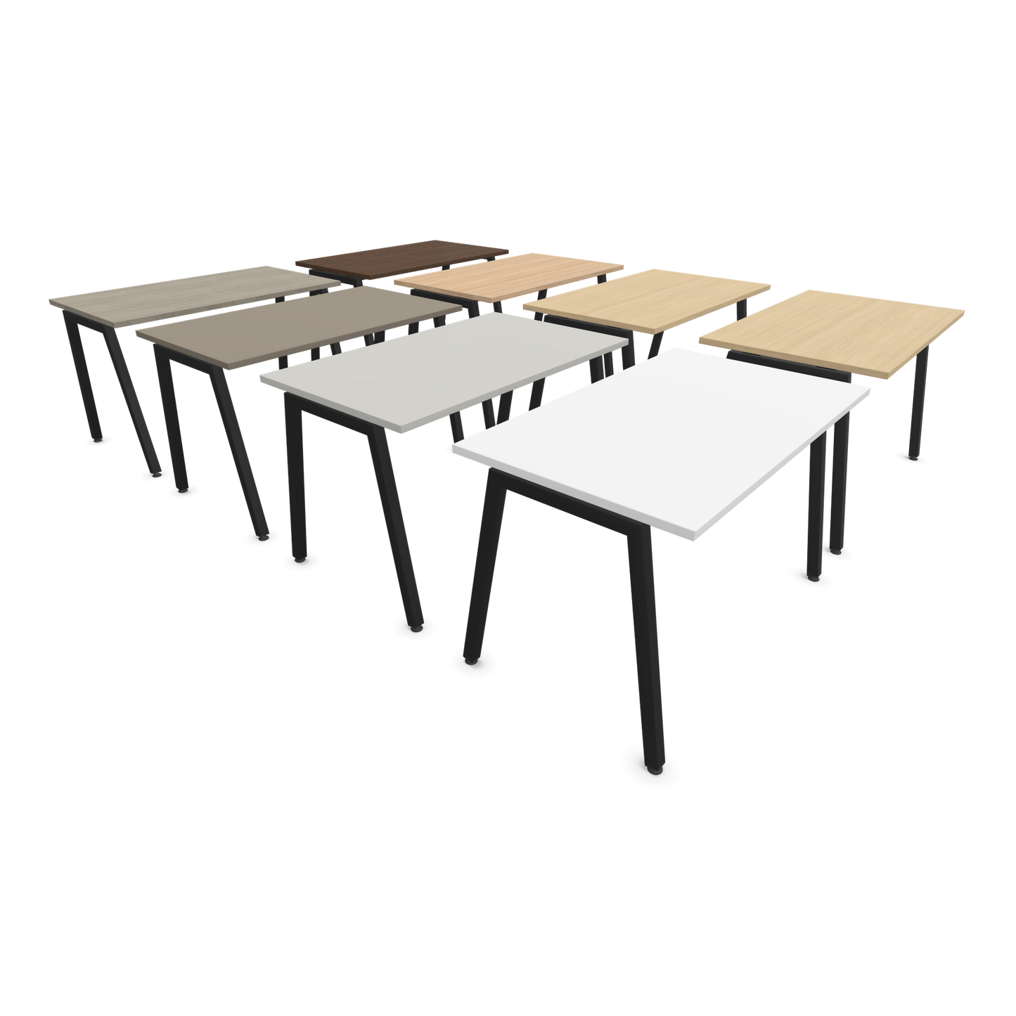 Narbutas Nova A Schreibtisch 1200x700mm - Gestell Schwarz  - Tischplatten Varianten seitliche Ansicht von schräg vorne - 6023711