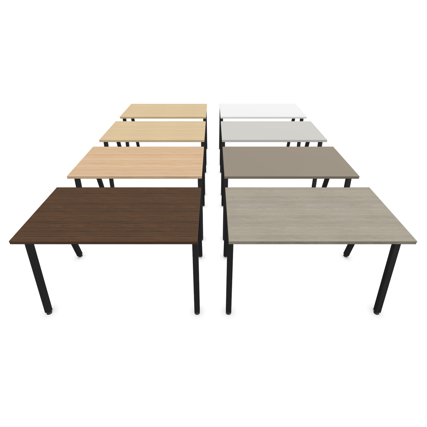 Narbutas Nova A Schreibtisch 1200x700mm - Gestell Schwarz  - Tischplatten Varianten seitliche Ansicht - 6023711
