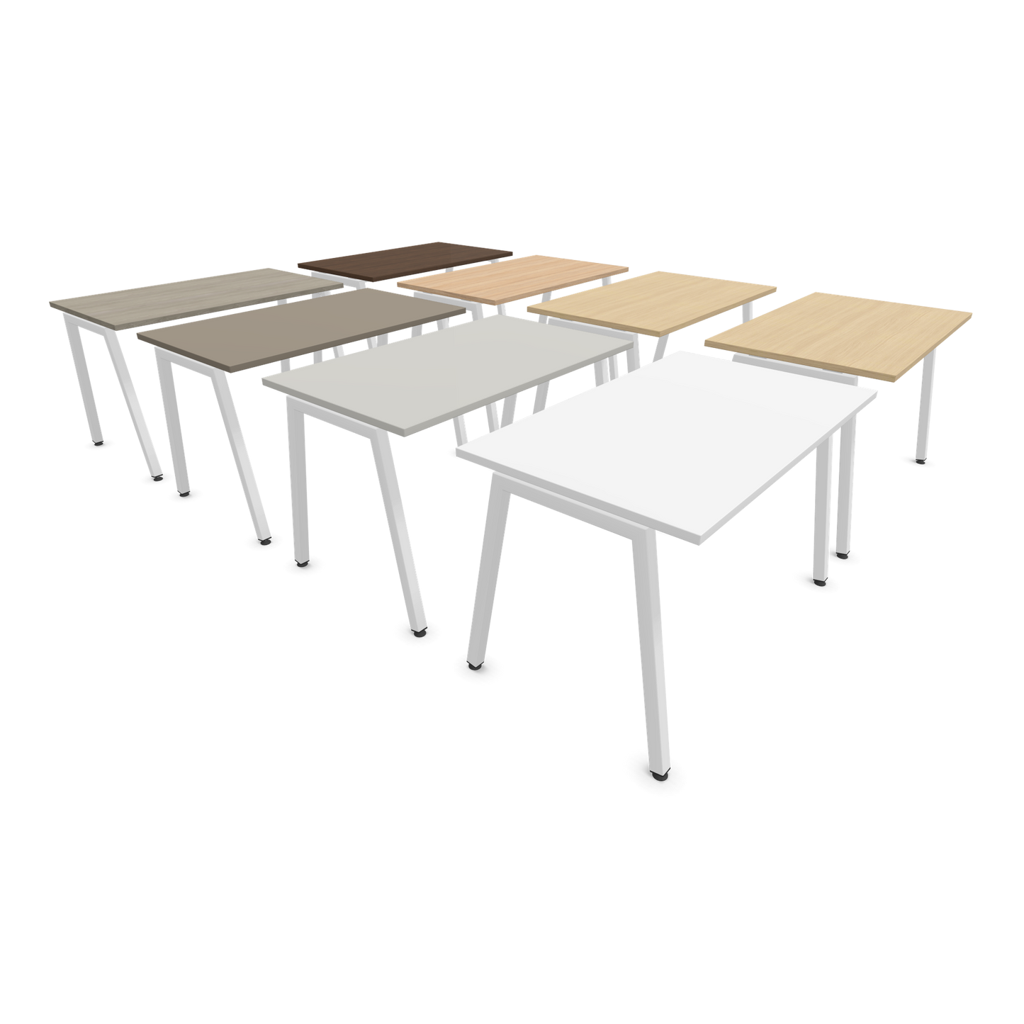 Narbutas Nova A Schreibtisch 1200x700mm - Gestell Weiss  - Varianten Tischplatte seitliche Ansicht schräg von vorne - 6023714