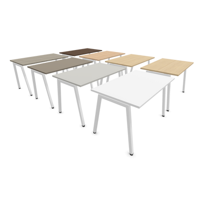 Narbutas Nova A Schreibtisch 1200x700mm - Gestell Weiss  - Varianten Tischplatte seitliche Ansicht schräg von vorne - 6023714