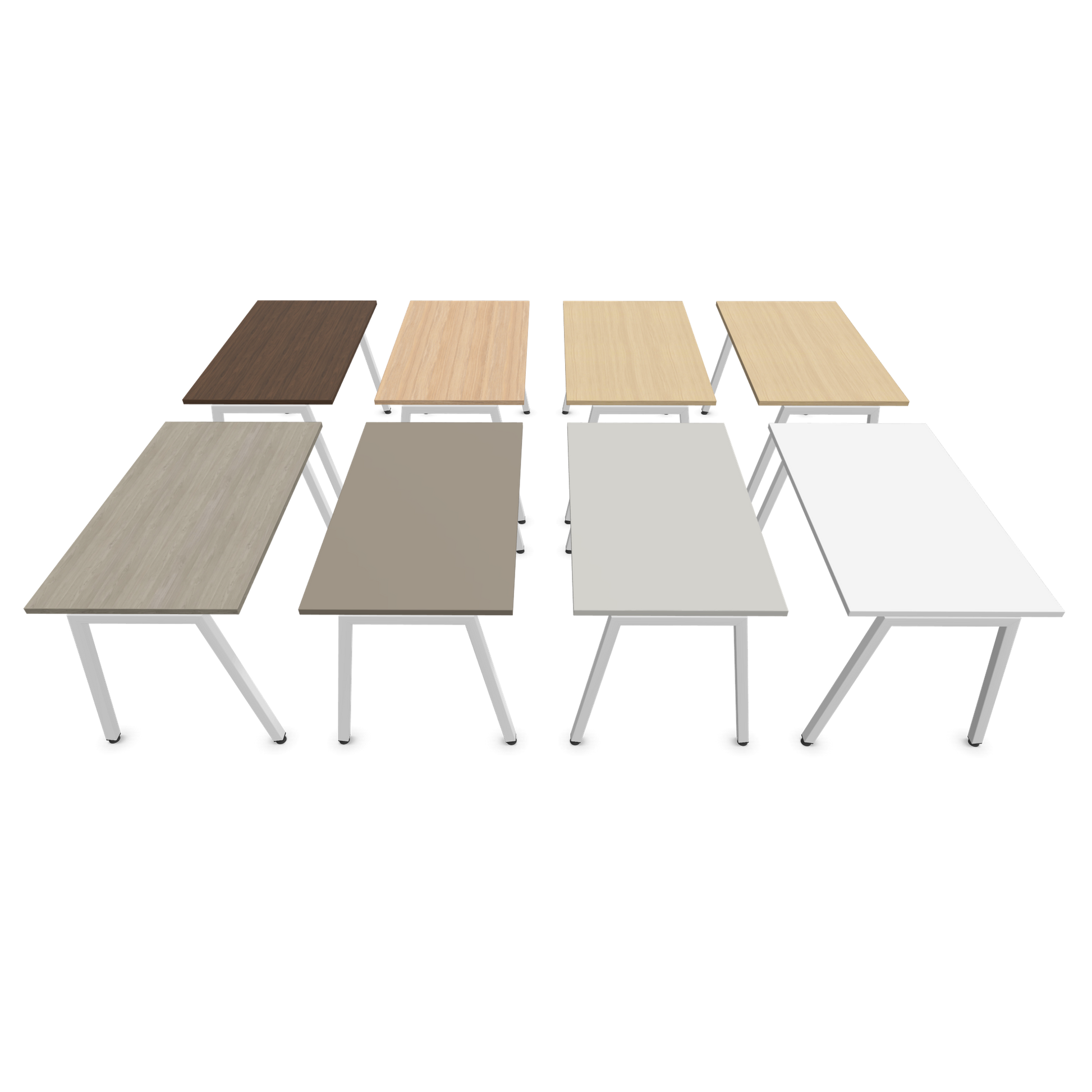 Narbutas Nova A Schreibtisch 1200x700mm - Gestell Weiss  - Varianten Tischplatte seitliche Ansicht von vorne - 6023714