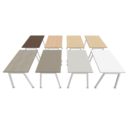 Narbutas Nova A Schreibtisch 1200x700mm - Gestell Weiss  - Varianten Tischplatte seitliche Ansicht von vorne - 6023714