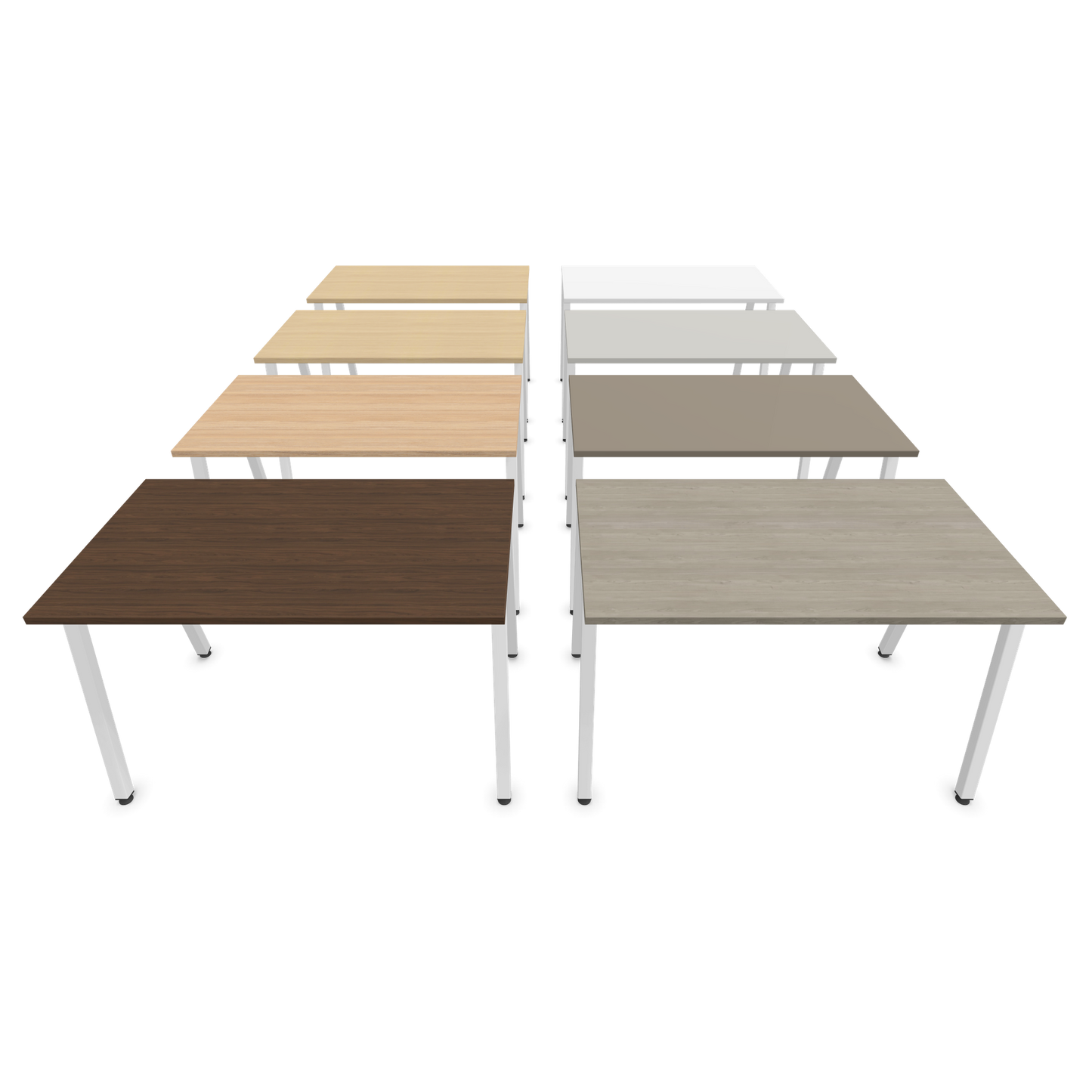 Narbutas Nova A Schreibtisch 1200x700mm - Gestell Weiss  - Varianten Tischplatte Ansicht von vorne - 6023714