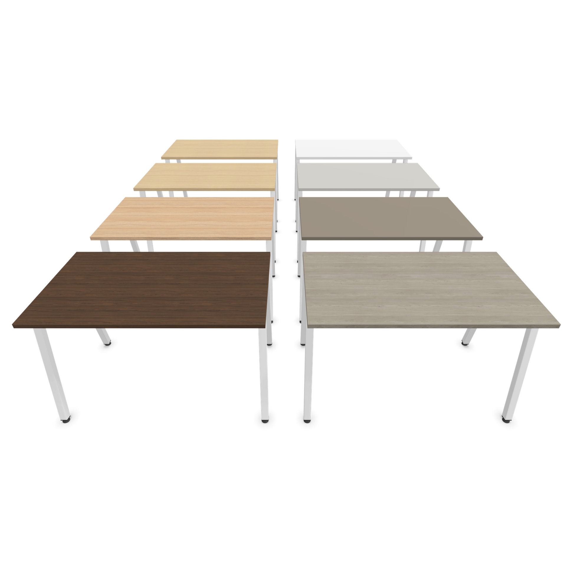 Narbutas Nova A Schreibtisch 1200x700mm - Gestell Weiss  - Varianten Tischplatte Ansicht von vorne - 6023714