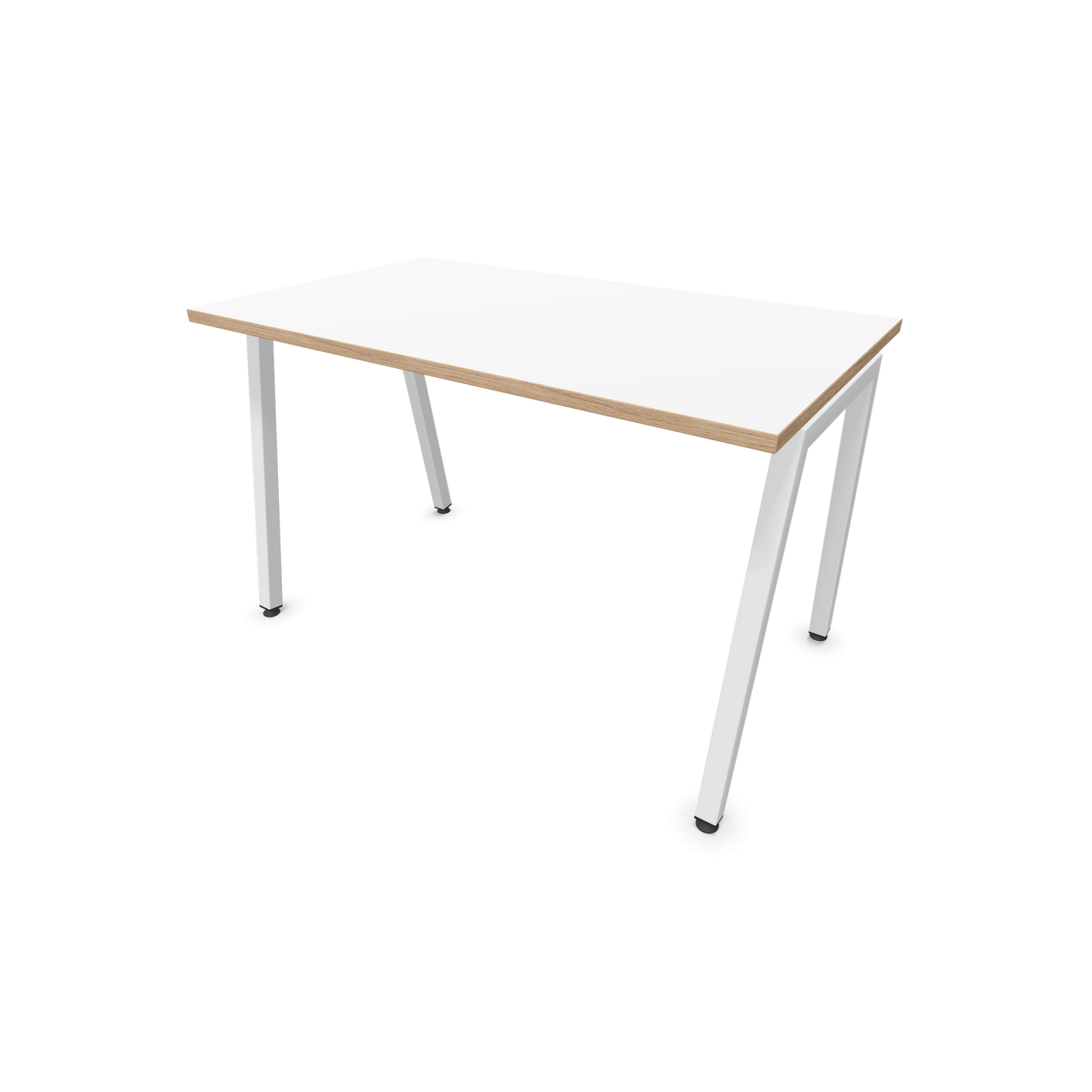 Narbutas Nova A Schreibtisch 1200x700mm - Gestell Weiss  - Weiss mit Holzkante - 6023720