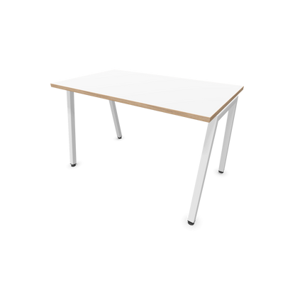 Narbutas Nova A Schreibtisch 1200x700mm - Gestell Weiss  - Weiss mit Holzkante - 6023720