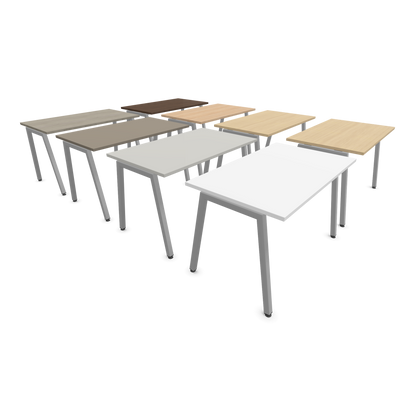 Narbutas Nova A Schreibtisch 1200x700mm -  Gestell Silbergrau  - Tischplatten Varianten schräg von der Seite - 6023723