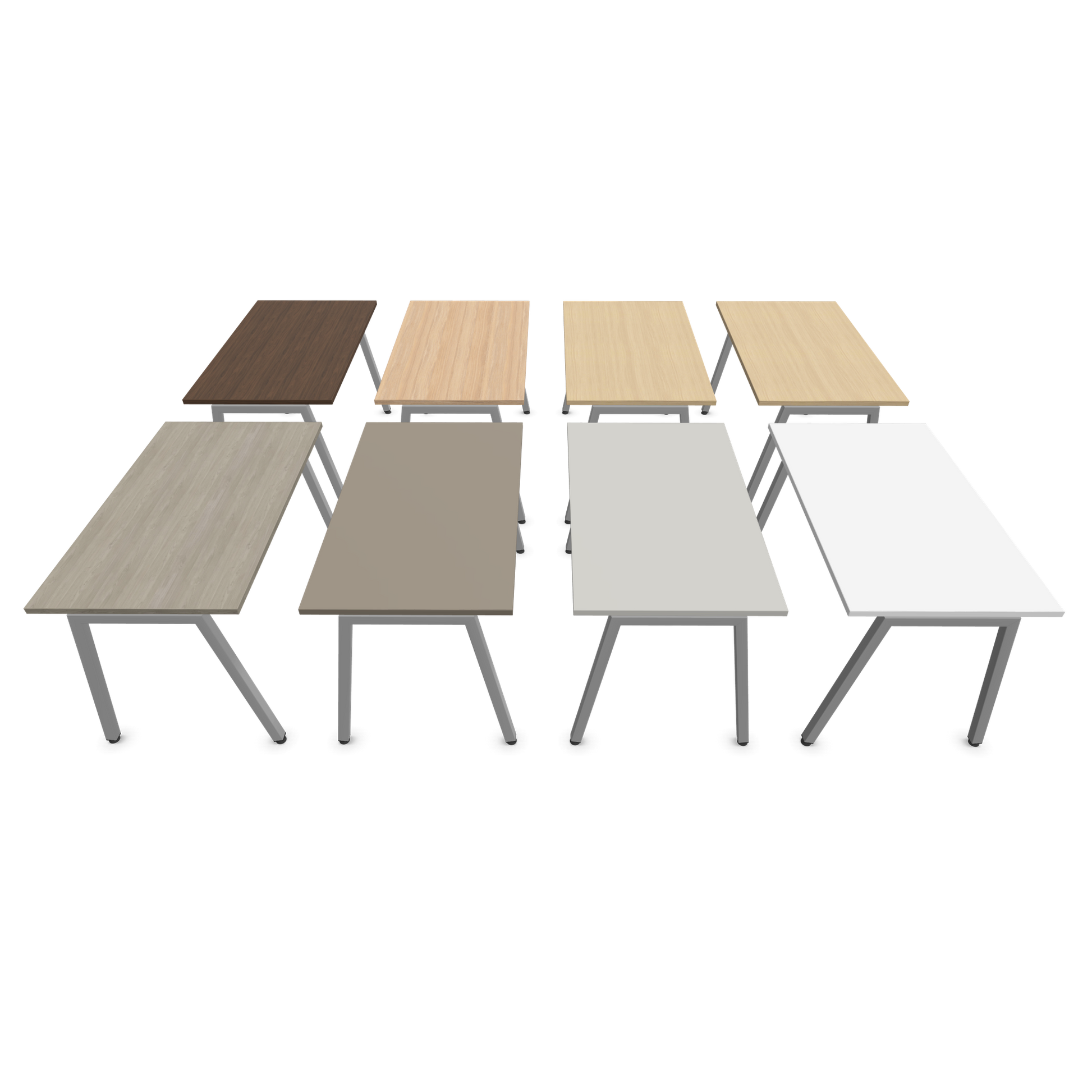 Narbutas Nova A Schreibtisch 1200x700mm -  Gestell Silbergrau  - Tischplatten Varianten von der Seite - 6023723