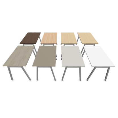 Narbutas Nova A Schreibtisch 1200x700mm -  Gestell Silbergrau  - Tischplatten Varianten von der Seite - 6023723