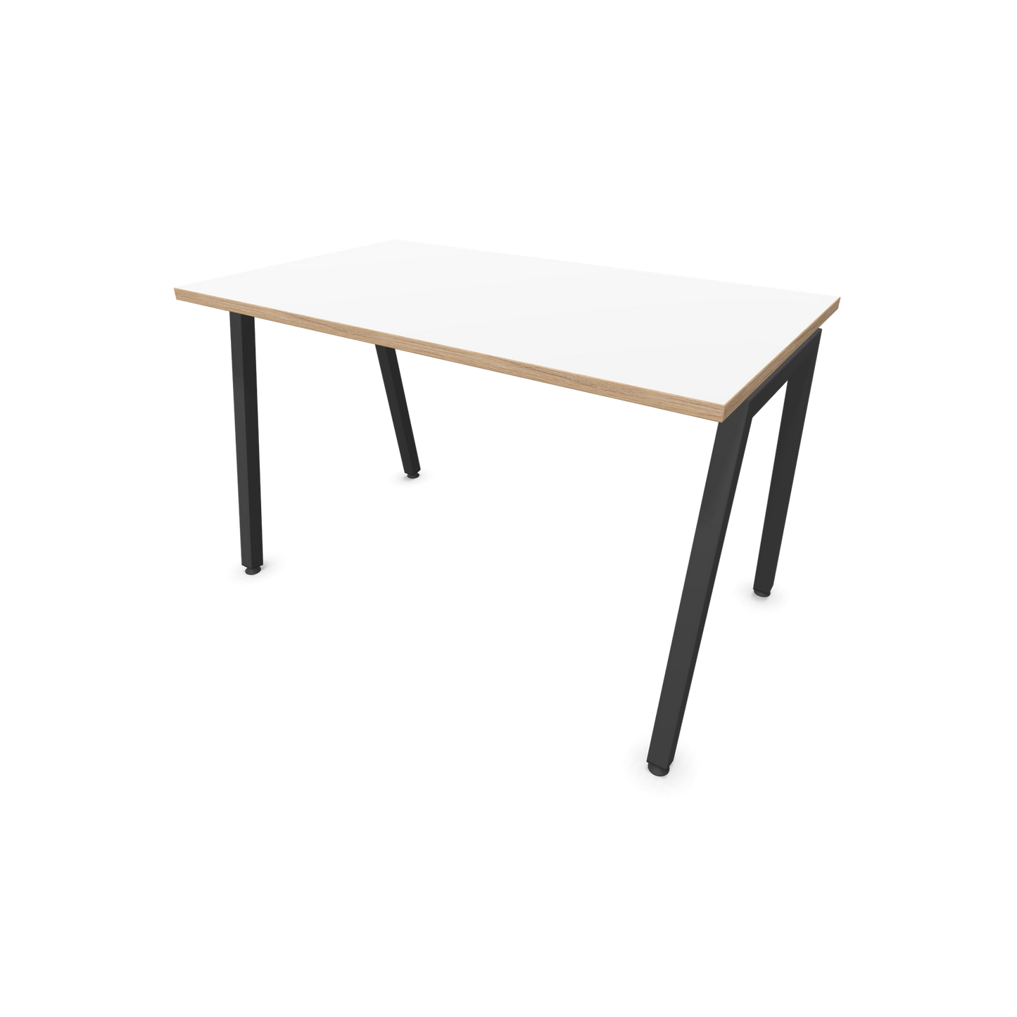 Narbutas Nova A Schreibtisch 1200x700mm -  Gestell Dunkelgrau  - Weiss mit Holzkante - 6023738