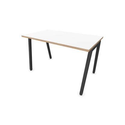 Narbutas Nova A Schreibtisch 1200x700mm -  Gestell Dunkelgrau  - Weiss mit Holzkante - 6023738