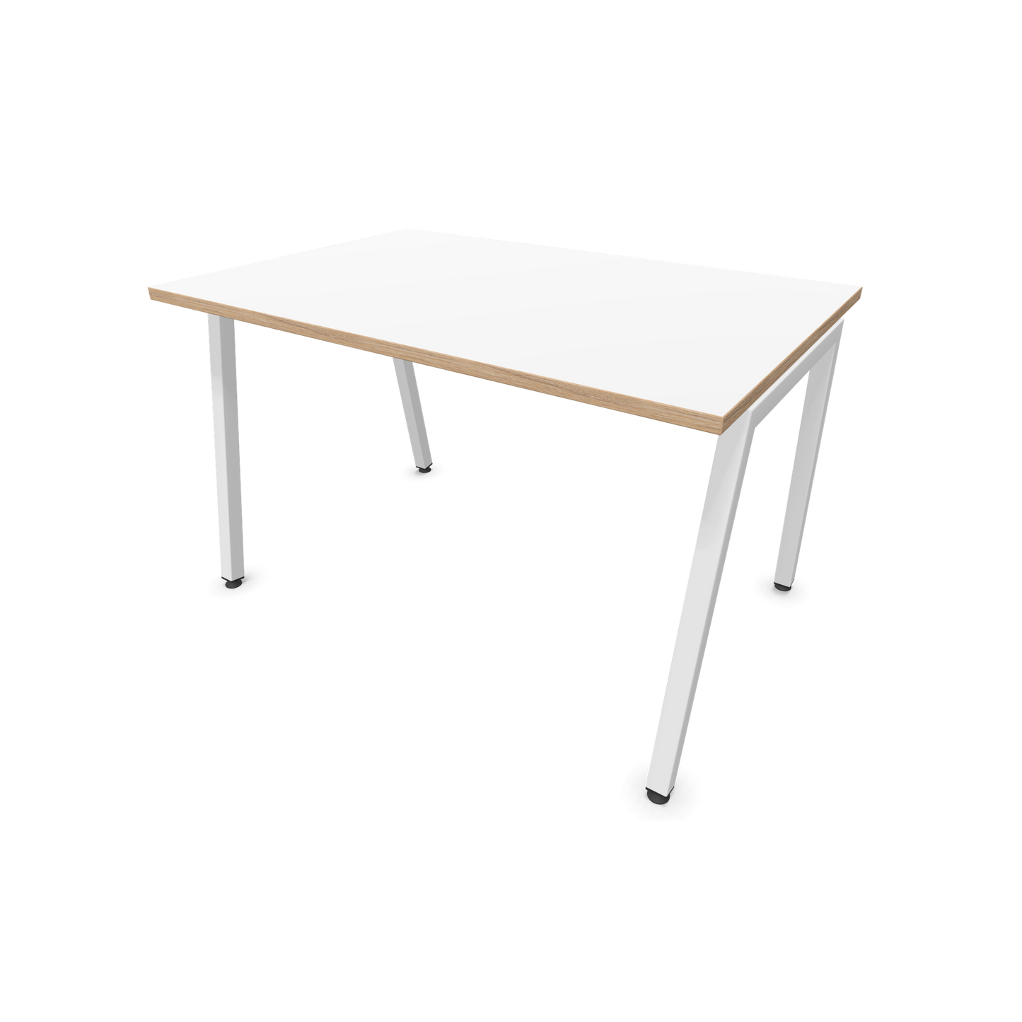 Narbutas Nova A Schreibtisch 1200x800mm - Gestell Weiss  - Weiss mit Holzkante - 6023762