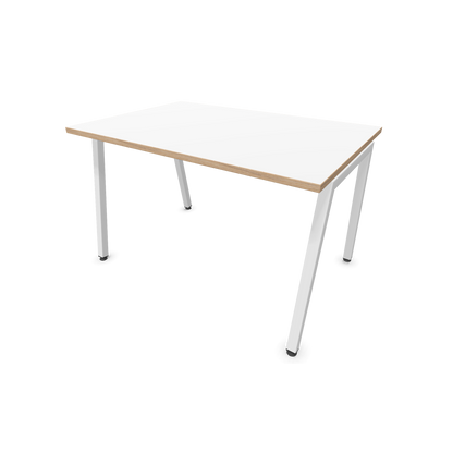 Narbutas Nova A Schreibtisch 1200x800mm - Gestell Weiss  - Weiss mit Holzkante - 6023762
