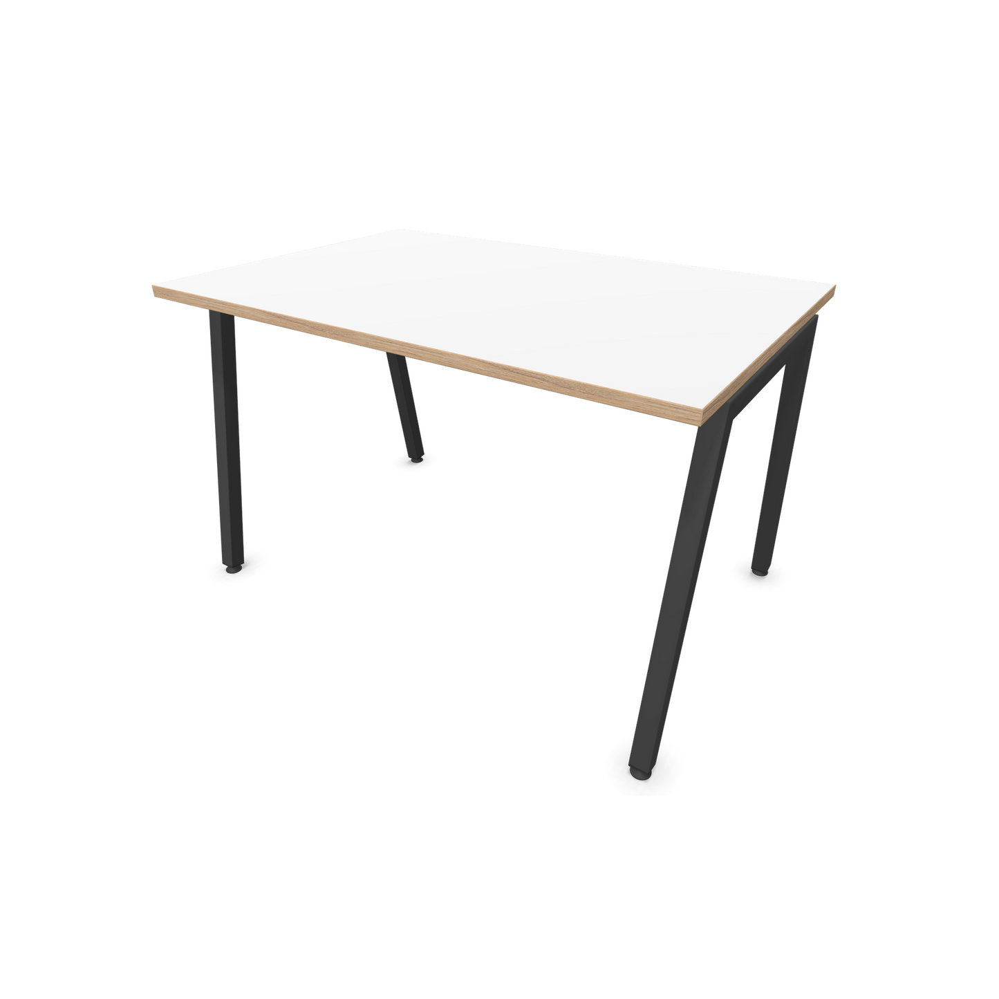 Narbutas Nova A Schreibtisch 1200x800mm -  Gestell Dunkelgrau  - Weiss mit Holzkante - 6023780