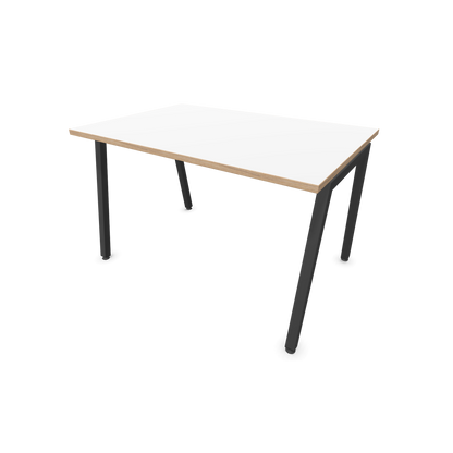 Narbutas Nova A Schreibtisch 1200x800mm -  Gestell Dunkelgrau  - Weiss mit Holzkante - 6023780