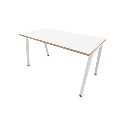 Narbutas Nova A Schreibtisch 1400x700mm - Gestell Weiss  - Weiss mit Holzkante - 6023798
