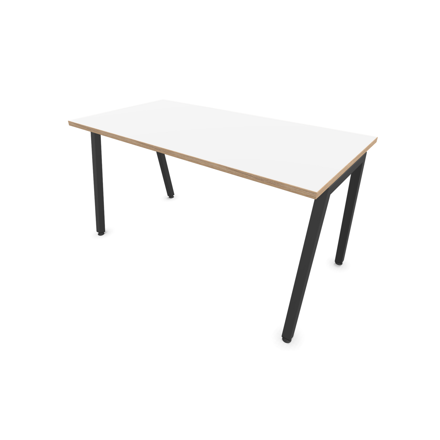 Narbutas Nova A Schreibtisch 1400x700mm -  Gestell Dunkelgrau  - Weiss mit Holzkante - 6023816