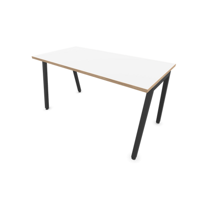 Narbutas Nova A Schreibtisch 1400x700mm -  Gestell Dunkelgrau  - Weiss mit Holzkante - 6023816