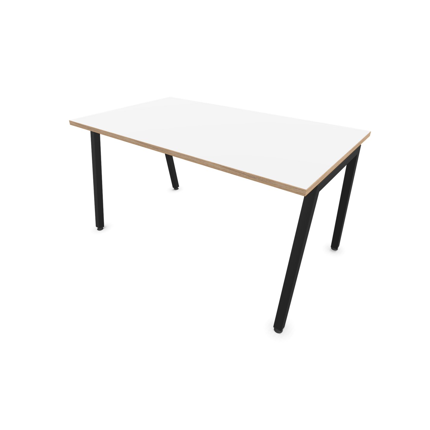 Narbutas Nova A Schreibtisch 1400x800mm - Gestell Schwarz  - Weiss mit Holzkante - 6023827