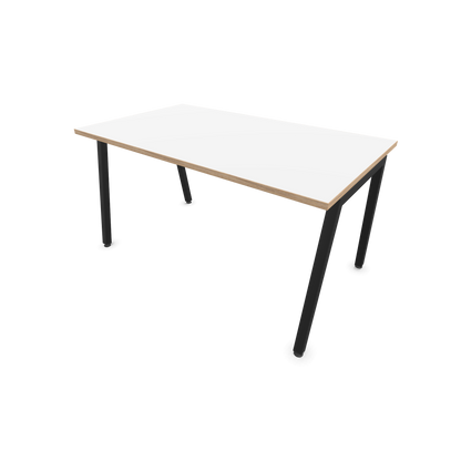 Narbutas Nova A Schreibtisch 1400x800mm - Gestell Schwarz  - Weiss mit Holzkante - 6023827