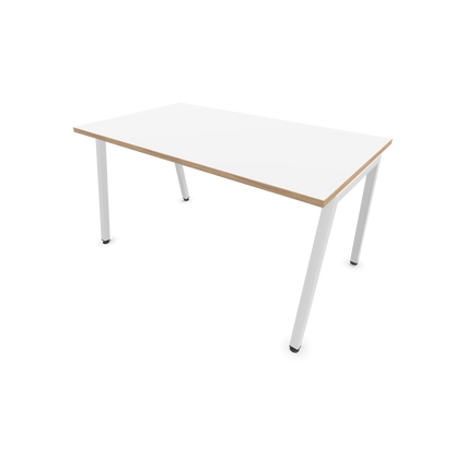 Narbutas Nova A Schreibtisch 1400x800mm - Gestell Weiss  - Weiss mit Holzkante - 6023836