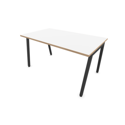 Narbutas Nova A Schreibtisch 1400x800mm -  Gestell Dunkelgrau  - Weiss mit Holzkante - 6023854