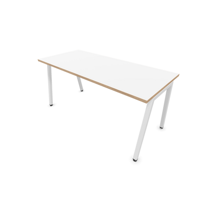 Narbutas Nova A Schreibtisch 1600x700mm - Gestell Weiss  - Weiss mit Holzkante - 6023873